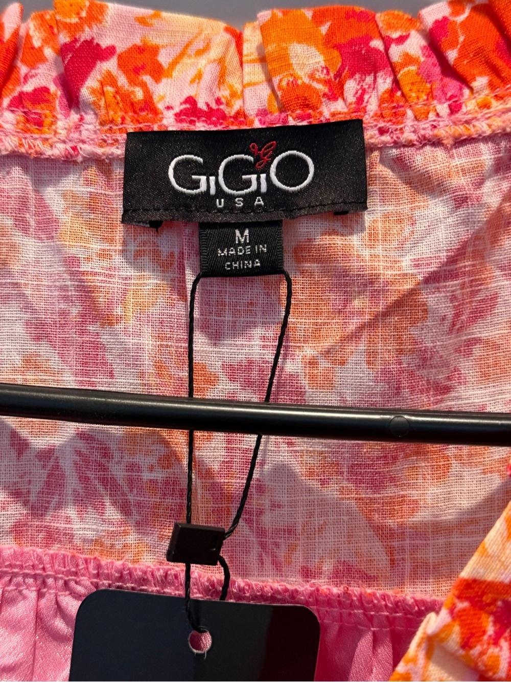 Gigio Cotton Patchwork Puff Sleeve Pink V-Neck Mini Dress - Picture 4 of 7